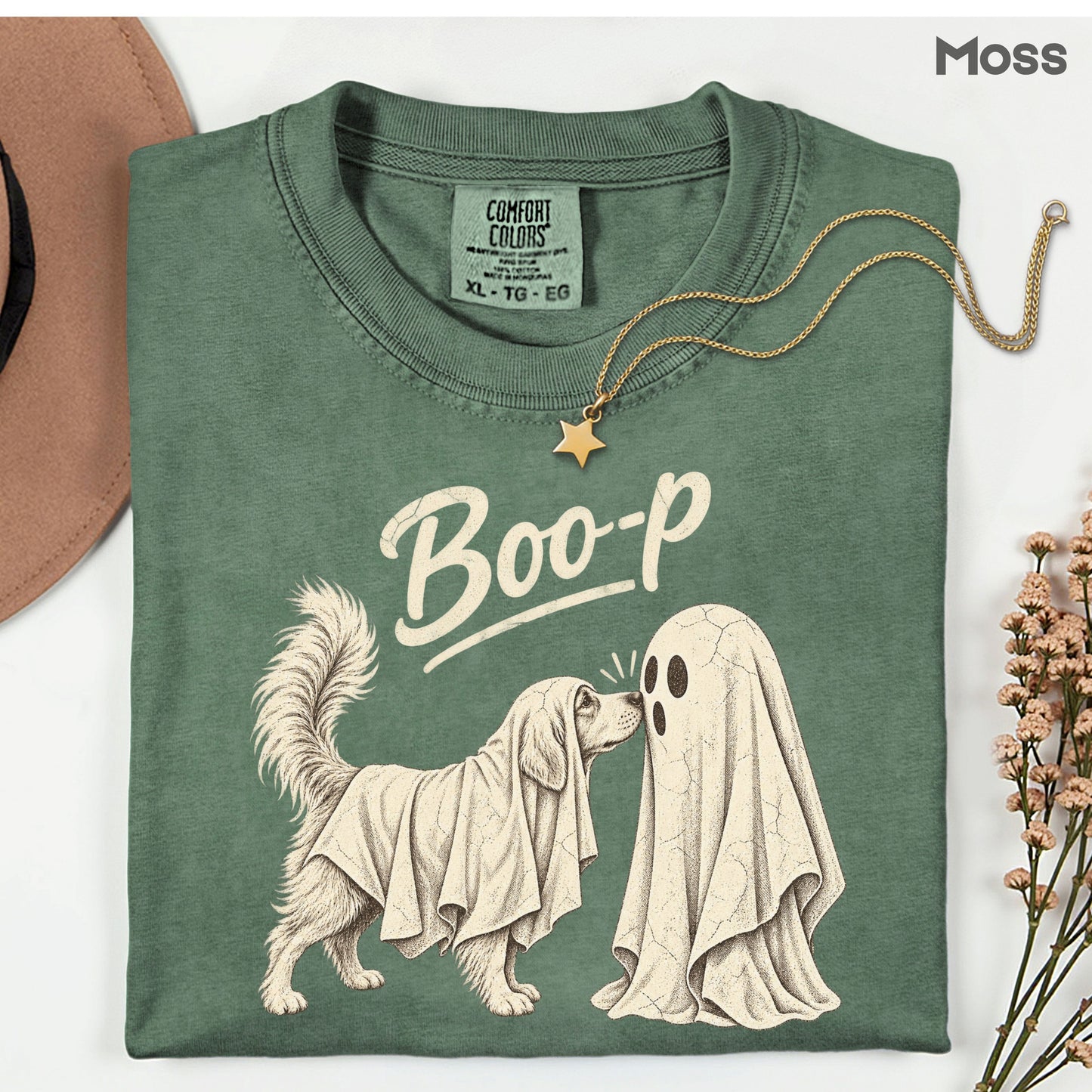 Halloween Dog Ghost Boop T-Shirt, Cute Spooky Season Golden Retriever Dog Lover Tee