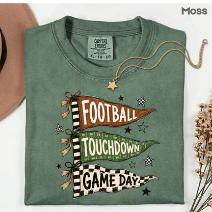 Football Game Day Pennants T-Shirt, Touchdown Flags Stars Sports Comfort Color Tee