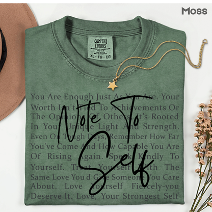 Note to Self Inspirational Self Love Quote T-Shirt, Women Motivational Tee