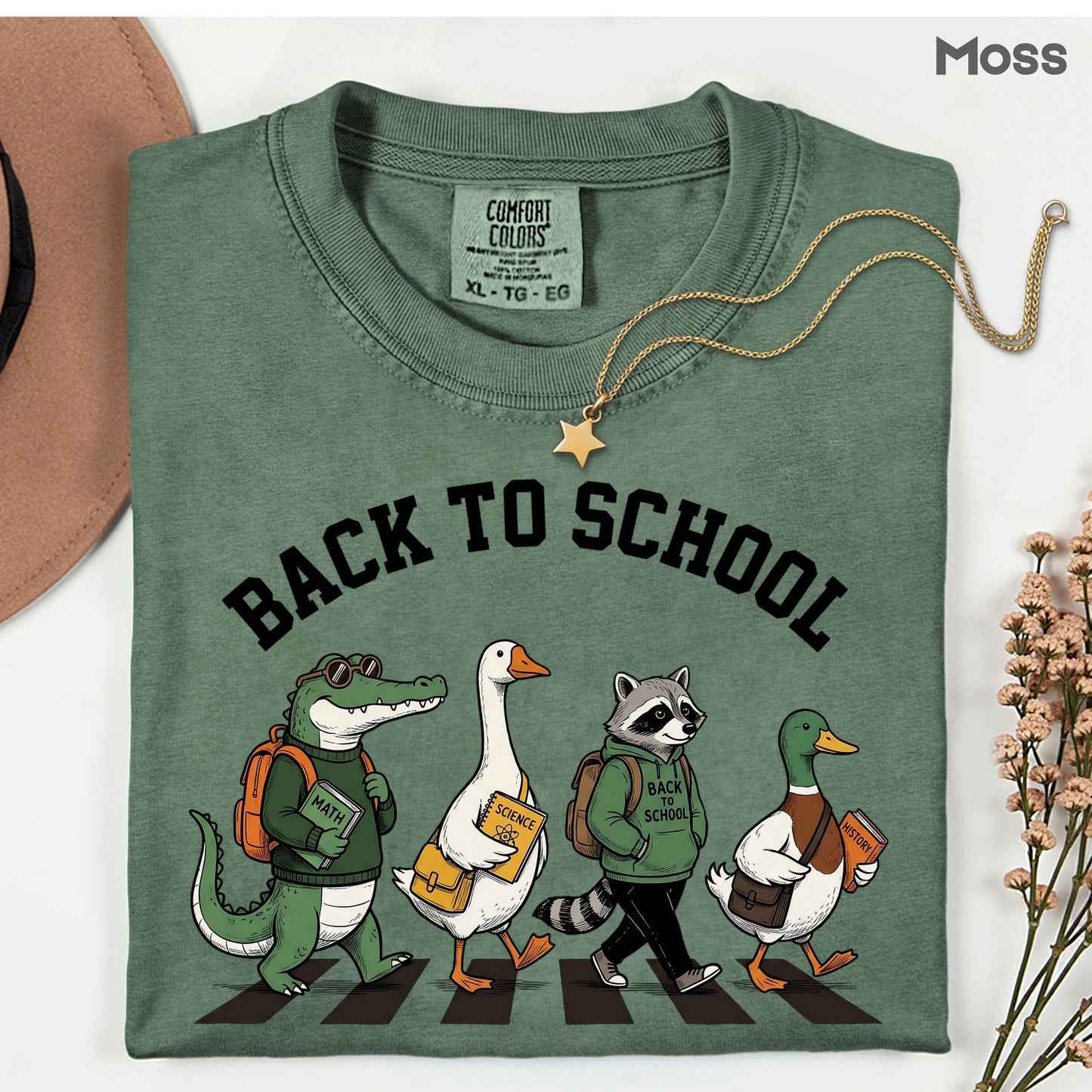 Back to School Animal T-Shirt, Abbey Road Alligator Goose Raccoon Duck Tee Sweatshirt