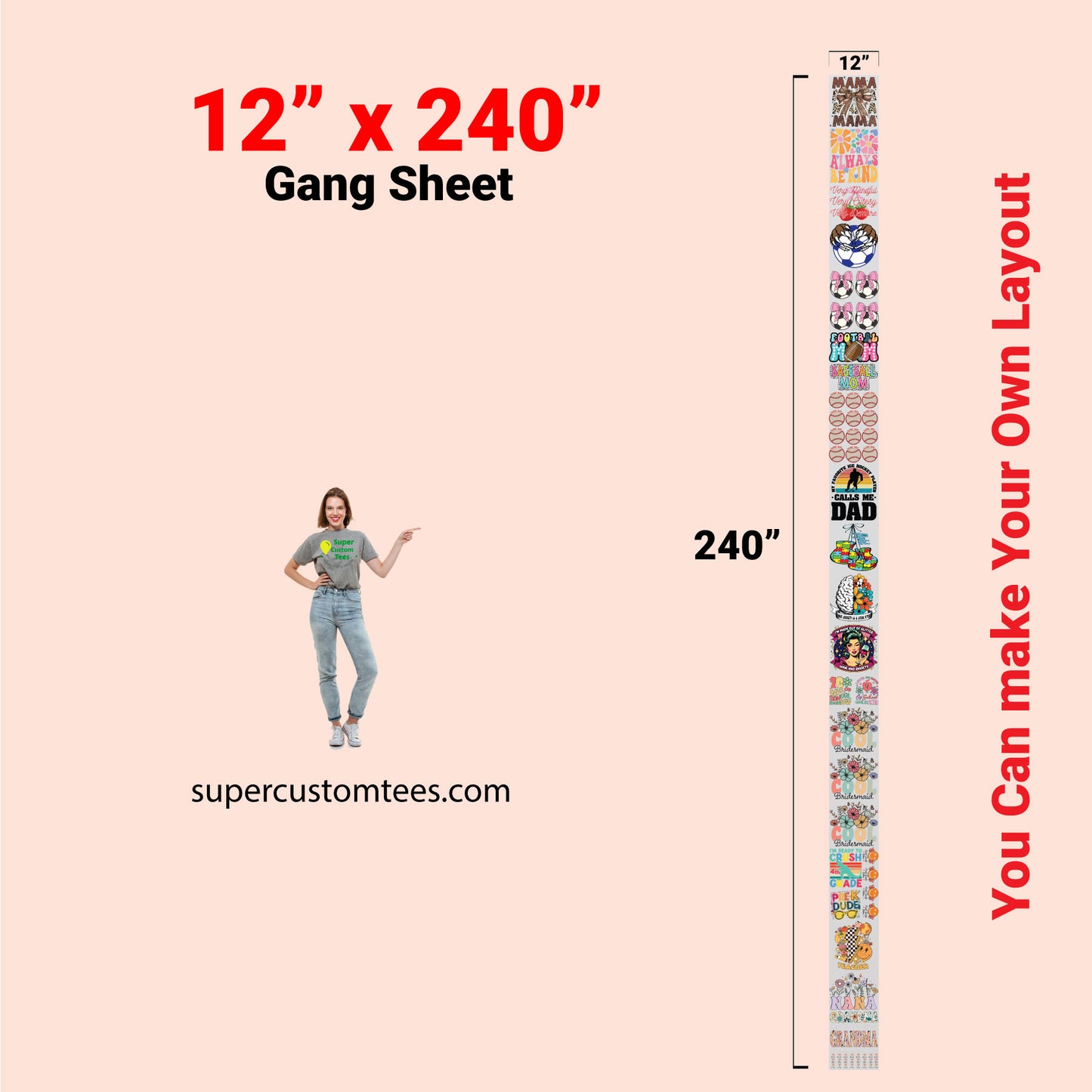 Custom DTF Gang Sheet - Upload Your Own File - 12" Width