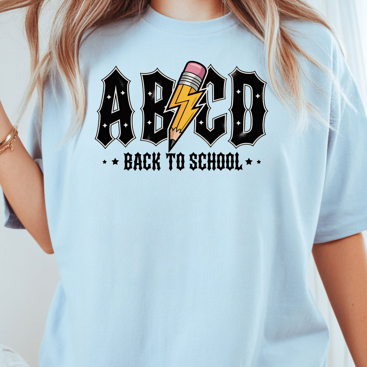 Rock Back to School ABCD Lightning Pencil T-Shirt, Teacher Student Music Tee