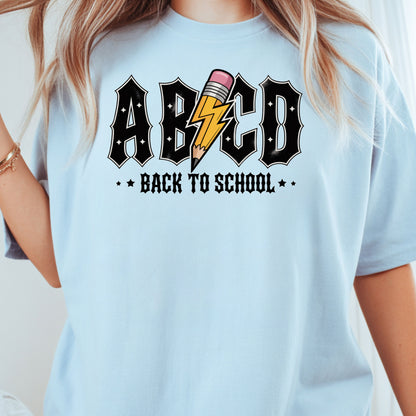 Rock Back to School ABCD Lightning Pencil T-Shirt, Teacher Student Music Tee