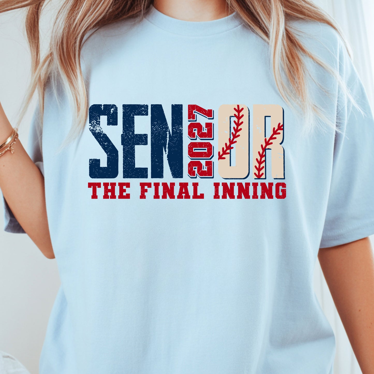Senior Baseball 2027 The Final Inning T-Shirt, Class of 2027 Distressed Stitches Graduation Tee