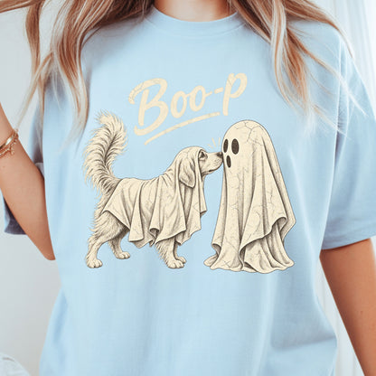Halloween Dog Ghost Boop T-Shirt, Cute Spooky Season Golden Retriever Dog Lover Tee