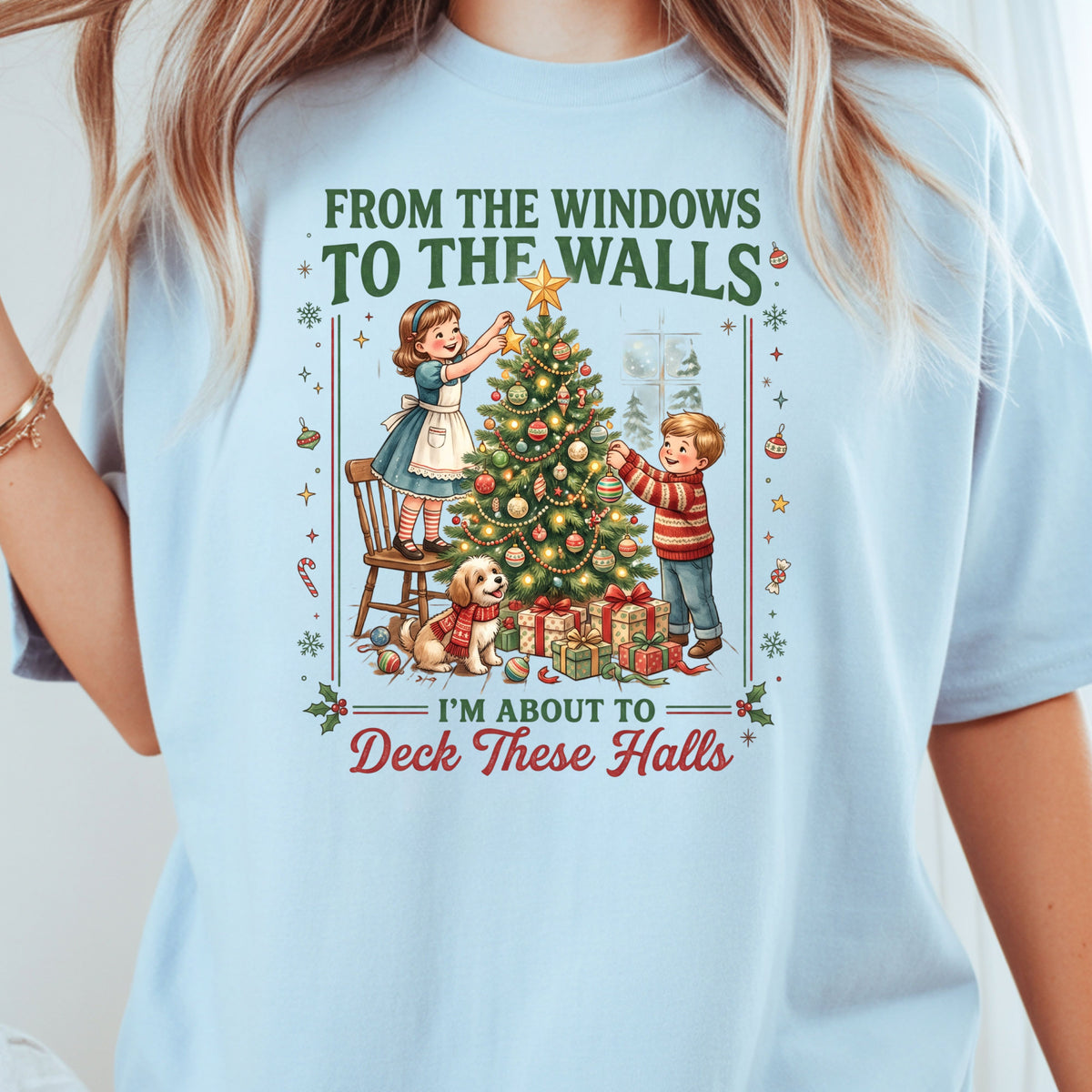 From the Windows to the Walls Christmas Tree T-Shirt, Funny Vintage Holiday Tee