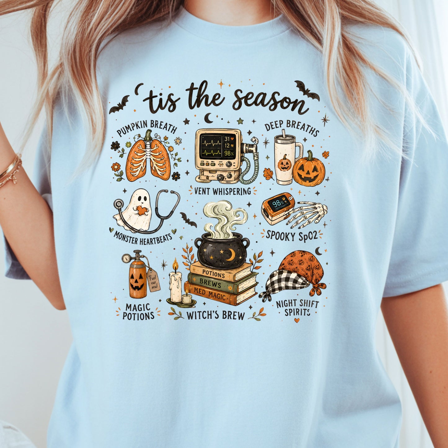 Halloween Respiratory Therapist RT Nurse T-Shirt, Spooky Season Medical Tee