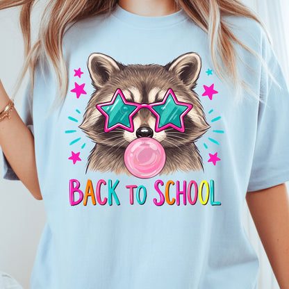 Back to School Raccoon T-Shirt, Star Sunglasses Bubblegum Trash Panda Comfort Color Tee