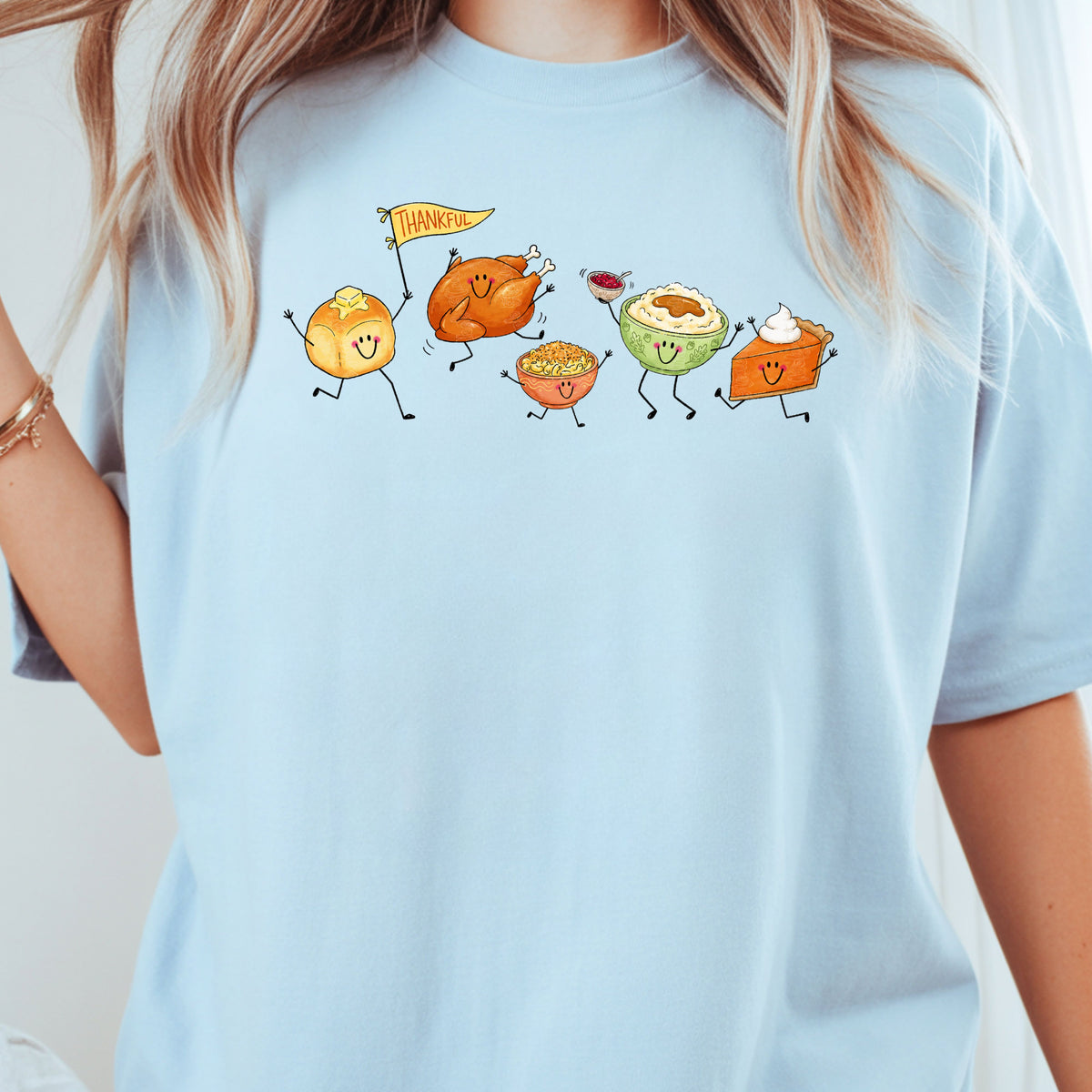 Thanksgiving Dancing Turkey T-Shirt, Food Parade Pumpkin Pie Funny Fall Tee