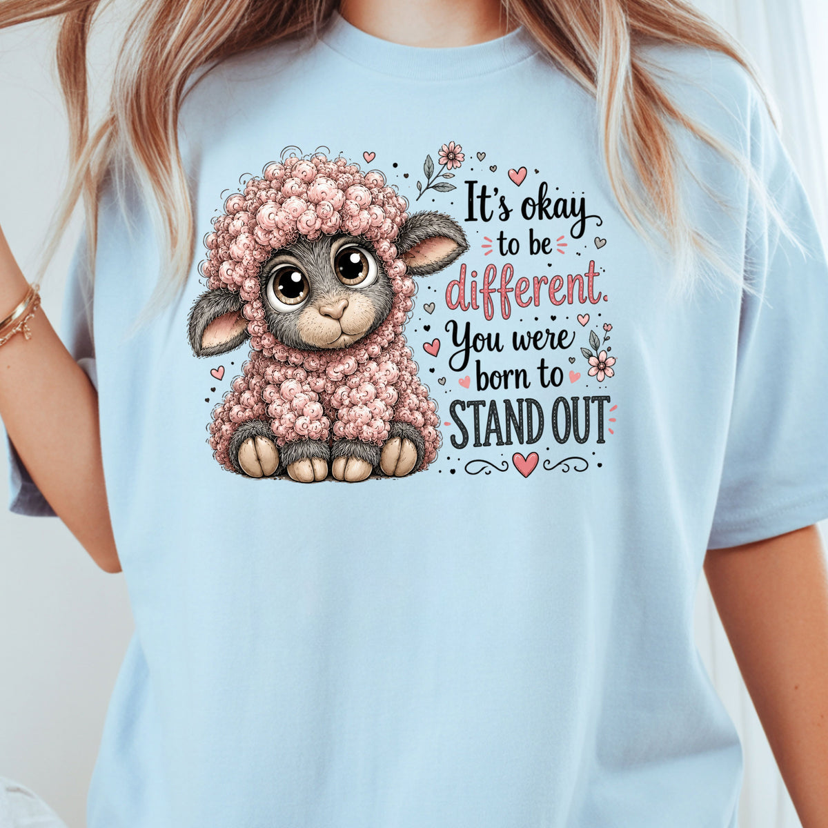 Inspirational Black Sheep Born to Stand Out T-Shirt, Cute Lamb Quote Tee