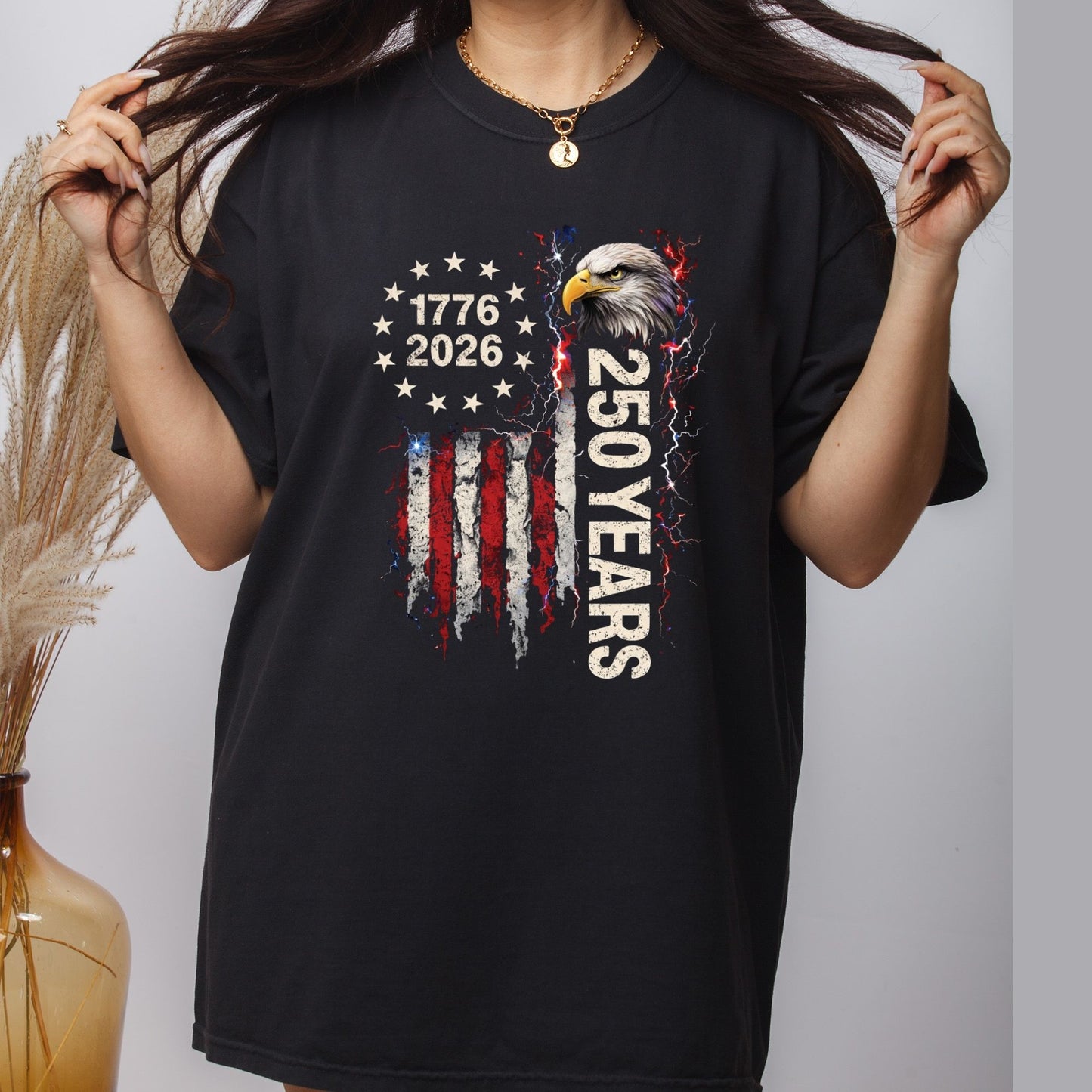 250 Years 1776-2026 DTF Transfer Ready to Press American Flag Bald Eagle Patriotic USA Sestercentennial Freedom Gift UV Sticker Prints