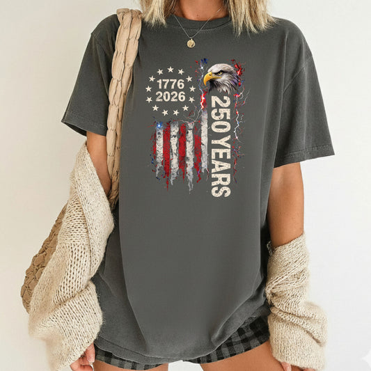 250 Years Comfort Colors T Shirt 1776 2026 American Flag Eagle Youth Tee Patriotic USA Semiquincentennial Children Sweatshirt Kids Apparel Veteran Gift