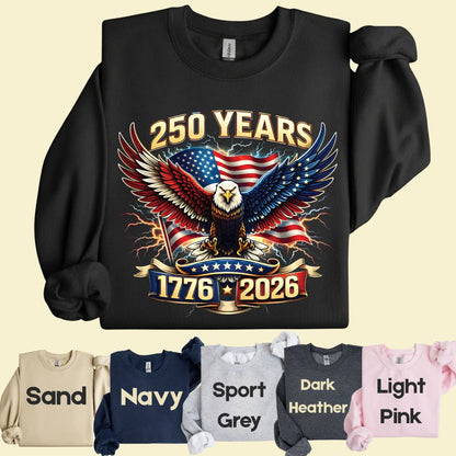 250 Years Patriotic Eagle DTF Transfer Ready to Press Comfort Colors T Shirt Lightning Flag Heat Stickers 1776 2026 USA Semiquincentennial