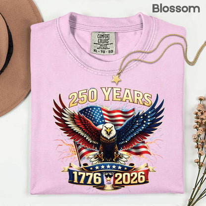 250 Years Patriotic Eagle DTF Transfer Ready to Press Comfort Colors T Shirt Lightning Flag Heat Stickers 1776 2026 USA Semiquincentennial