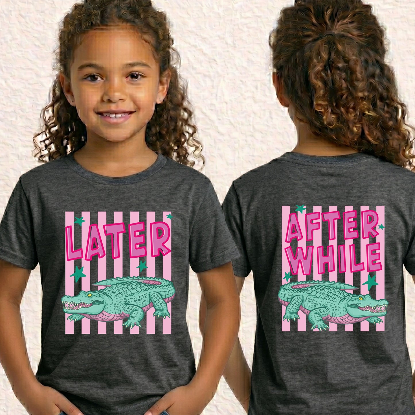 Later Gator Alligator Summer T Shirt After A While Crocodile Summer Vacation Tees Front Back Print Funny Graphic Beach Trip Shirts