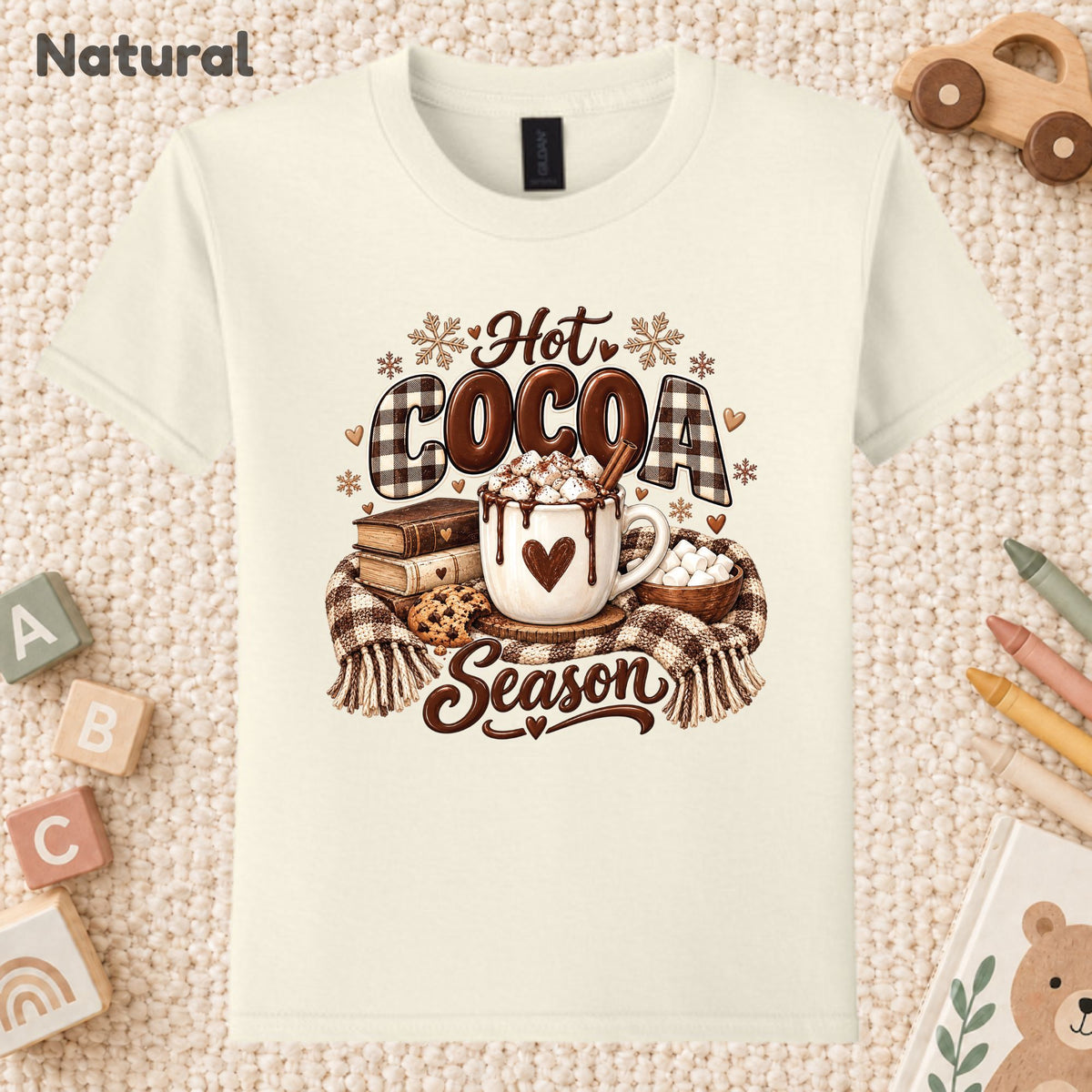 Hot Cocoa Season T-Shirt, Books and Cookies Christmas Tee, Cozy Winter Sweatshirt