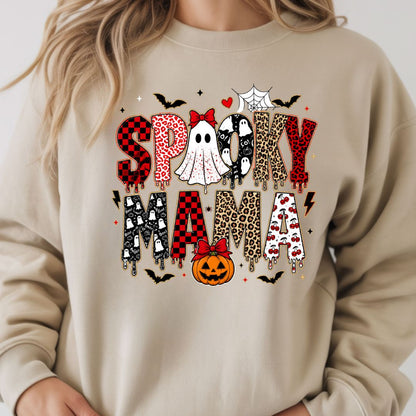 Halloween Mama Sweatshirt Spooky Mom T Shirts Fall Season Ghost Tees
