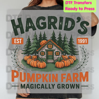 Hagrid's Pumpkin Farm DTF Transfer Ready to Press Magically Grown Autumn Patch Heat Transfer Shirts Magical Halloween Graphic Tees