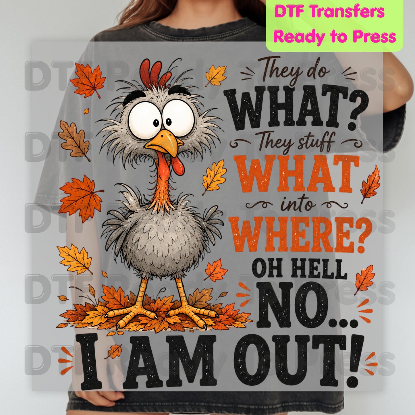 Funny Thanksgiving Turkey DTF Transfers, They Stuff What Into Where Sarcastic Fall Ready to Press