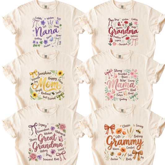 Mom Comfort Colors T Shirt Nana Grandma Tees Mothers Day Gift For Mama Grammy Shirts Great Grandma Apparel