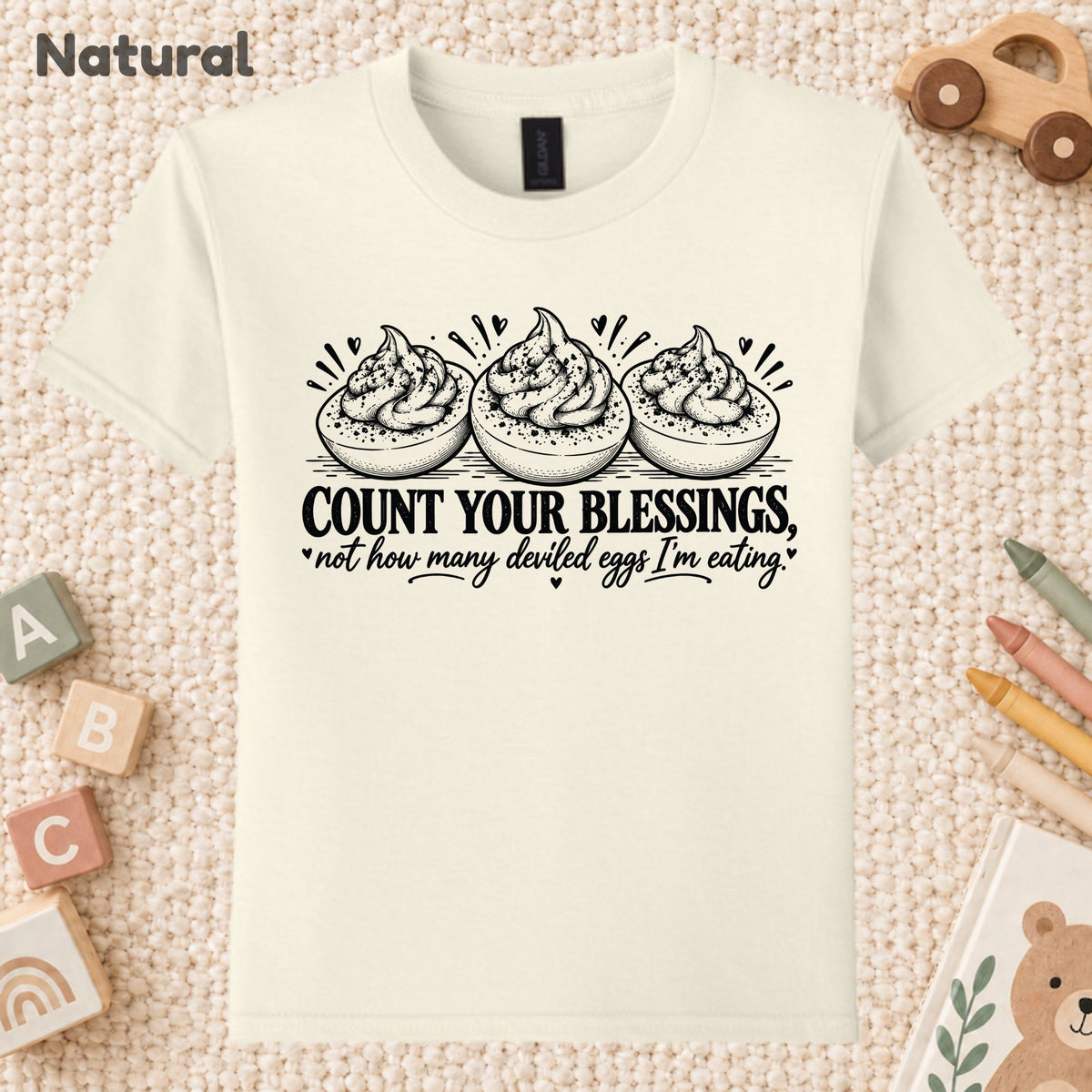 Thanksgiving T-Shirt, Count Your Blessings Deviled Eggs Graphic Tee, Funny Fall Holiday Shirt