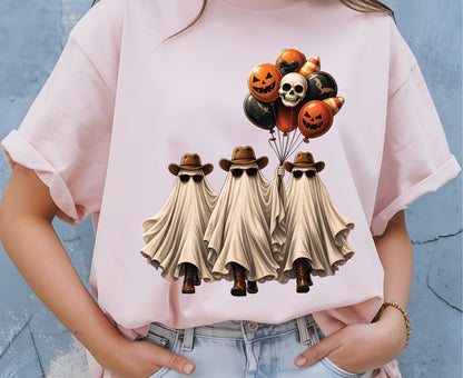 Western Halloween Premade Gang Sheet Vintage Halloween DTF Transfer ready to Press Retro Spooky Season Ghost Pumpkin Heat Transfer