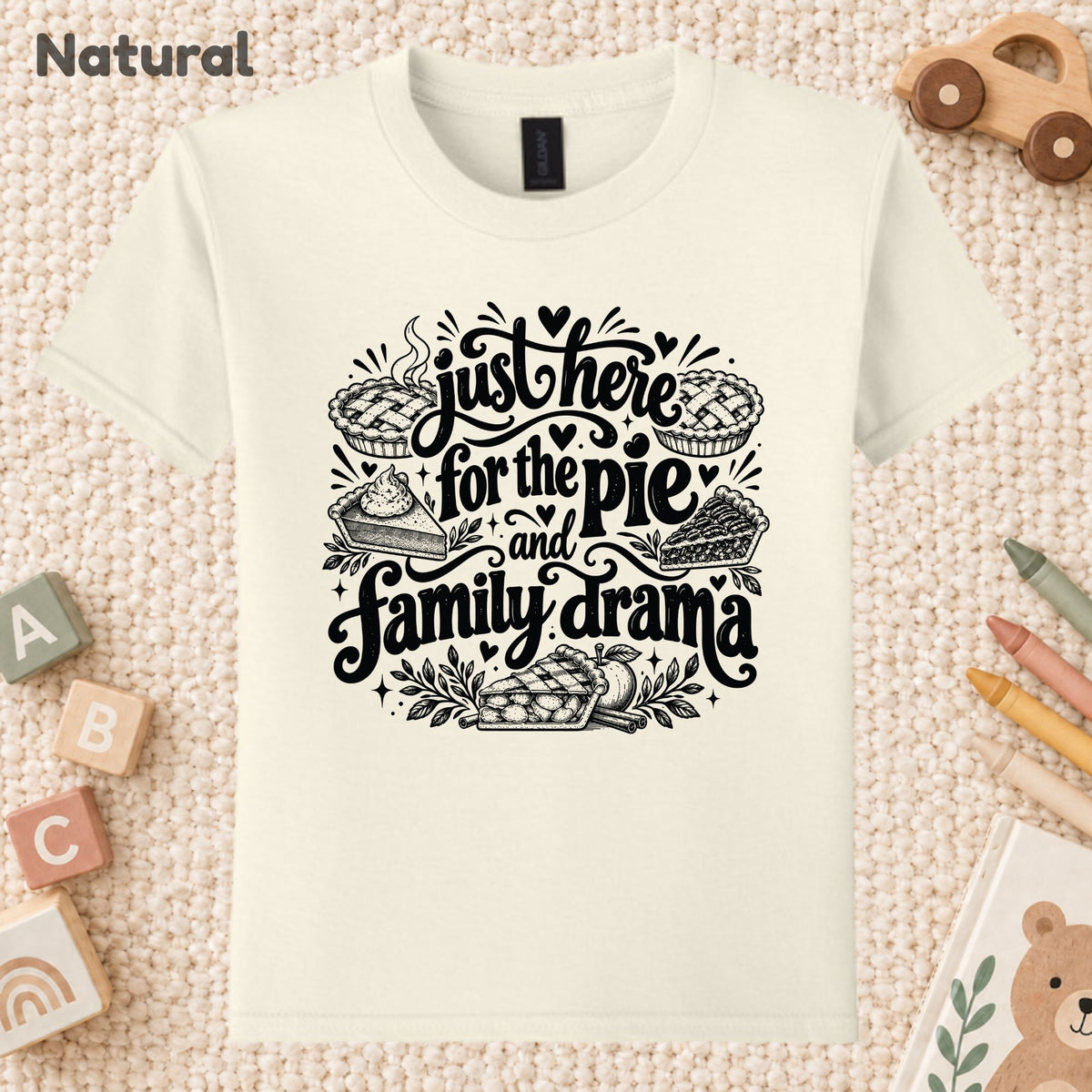 Funny Thanksgiving T-Shirt, Just Here for the Pie Turkey Tee, Fall Family Dinner Sweatshirt
