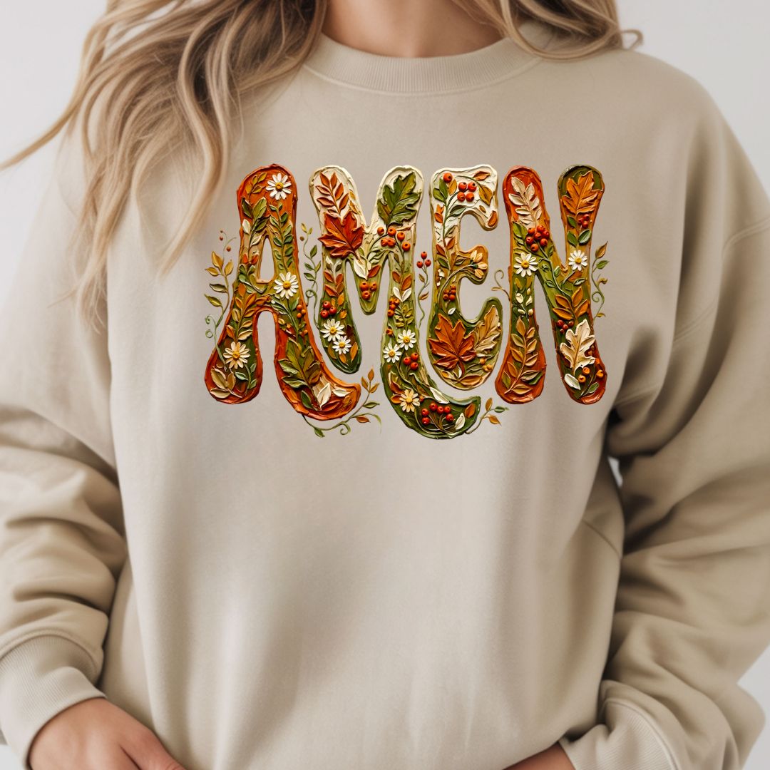 Christian Floral Sweatshirt, Fall Faith T Shirts, Amen Bible Verse Tees