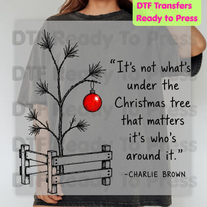 Charlie Brown Christmas Tree DTF Transfers, Funny Quote Holiday Ready to Press