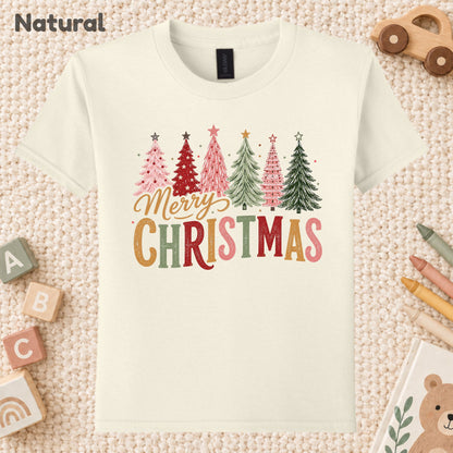 Colorful Christmas Tree T-Shirt, Gold Script Holiday Tee, Festive Christmas Sweatshirt