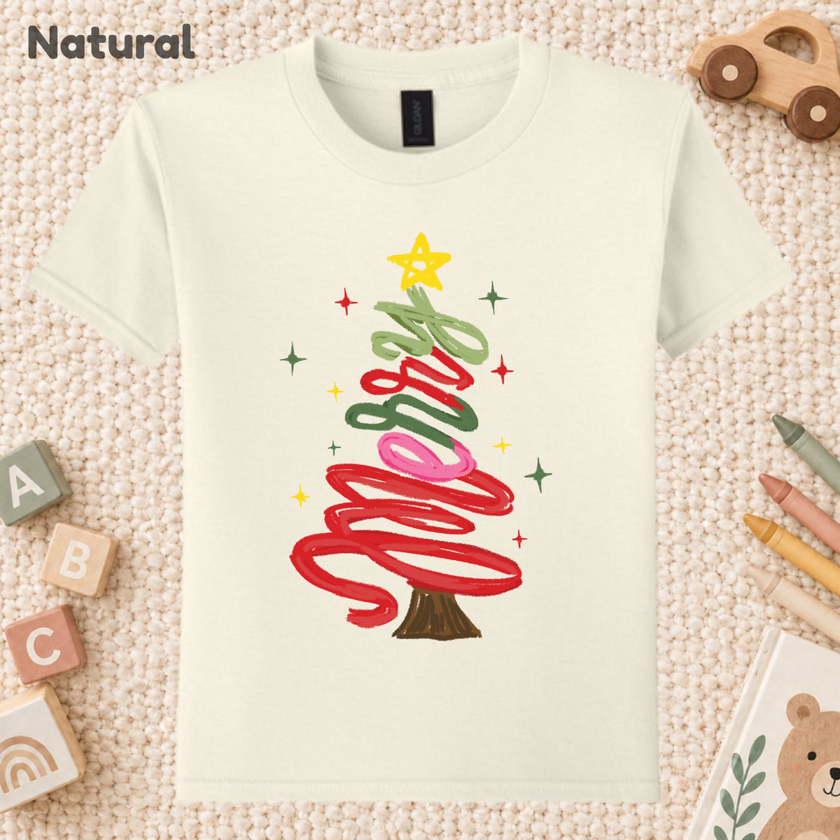 Merry Christmas T-Shirt, Script Tree Sparkle Tee, Festive Holiday Sweatshirt