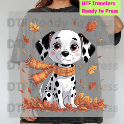 Fall Dalmatian DTF Transfer Ready to Press