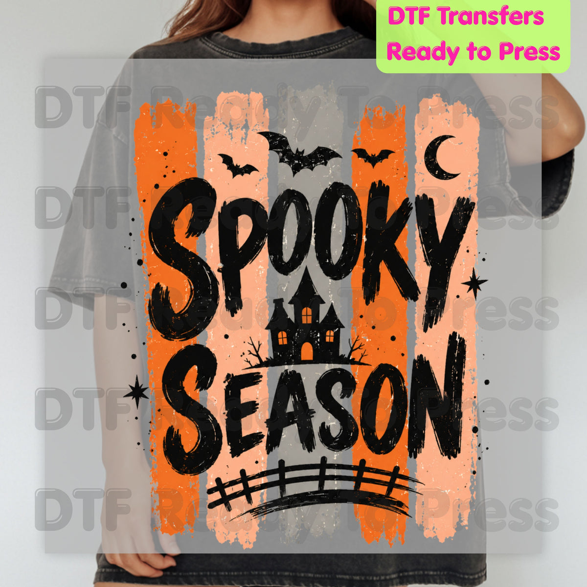 Spooky Season Halloween DTF Transfers, Haunted House Vintage Retro Ready to Press