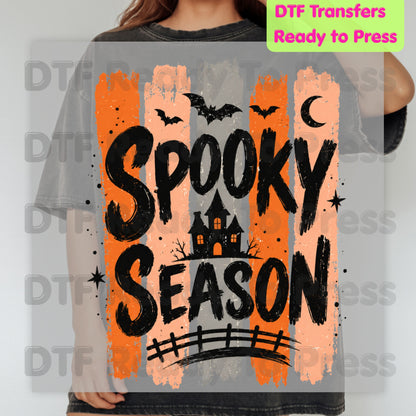 Spooky Season Halloween DTF Transfers, Haunted House Vintage Retro Ready to Press