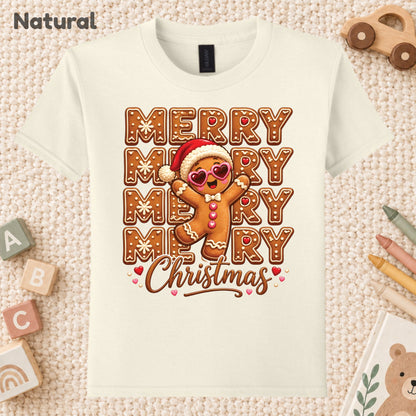 Funny Gingerbread Christmas T-Shirt, Merry Gingerbread Man with Sunglasses Graphic Tee, Cute Holiday Shirt