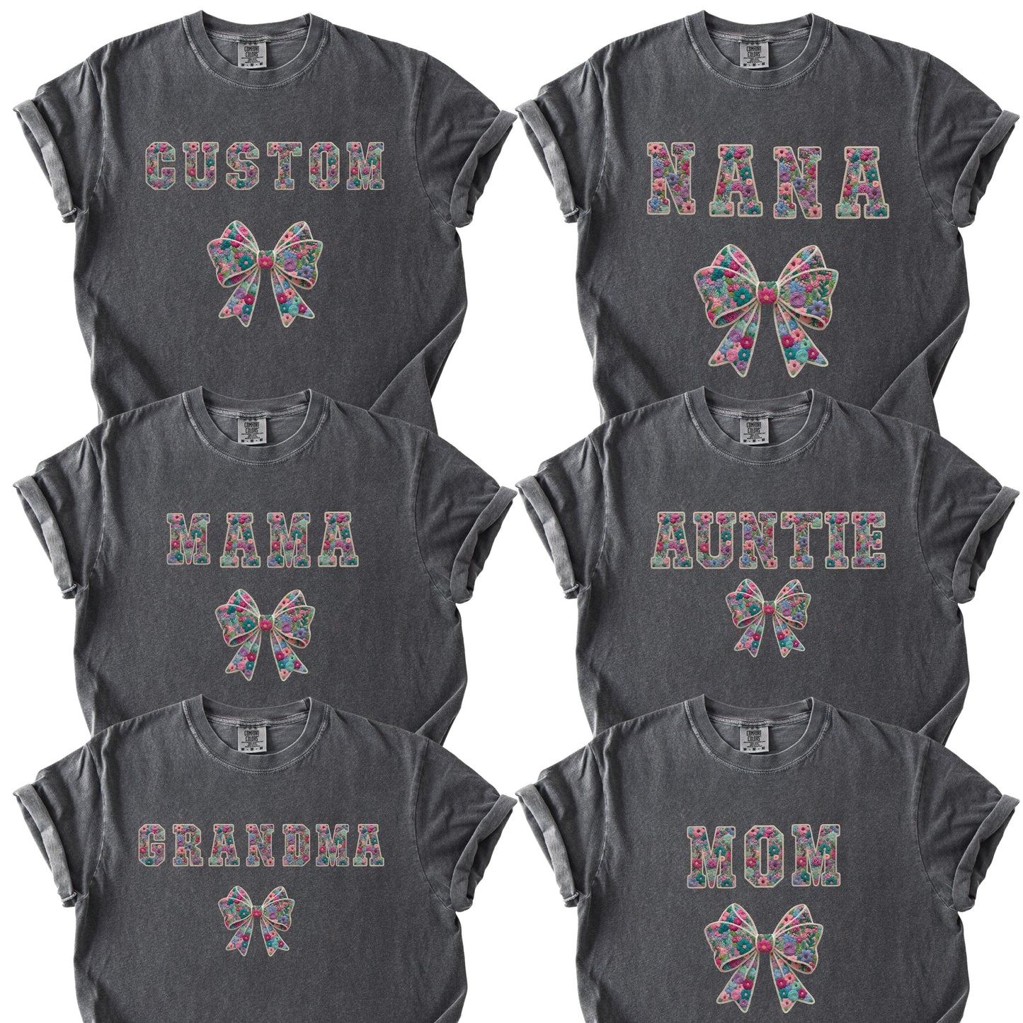 Mama Faux Yarn Printed Comfort Colors T Shirt Grandma Nana Auntie Gigi Grammy Meme Nonna Mothers Day Gift Tees