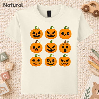 Pumpkin Faces Halloween T-Shirt for Toddler and Kids