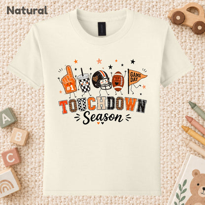 Touchdown Season Football T-Shirt, Game Day Fall Tee for Toddler and Kids