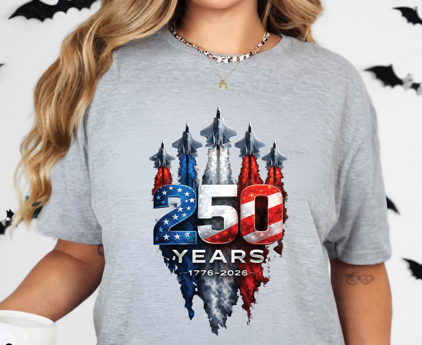 USA 250 Years Patriotic Fighter Jets Shirt American Flag Aviation Freedom Celebration Tees Independence Anniversary United States Gift