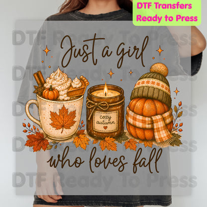 Just A Girl Who Loves Fall DTF Transfer Ready to Press
