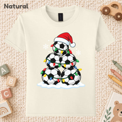 Christmas Soccer T-Shirt, Soccer Ball Santa Hat and Lights Tee, Festive Holiday Sweatshirt