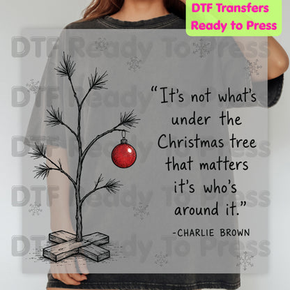 Christmas DTF Transfer, Charlie Brown Christmas Tree, Red Ornament Quote Graphic