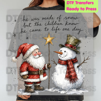 Frosty Snowman DTF Transfers, Santa Came to Life Christmas Quote Holiday Ready to Press