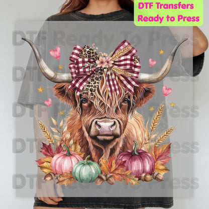 Fall Highland Cow DTF Transfer Ready to Press
