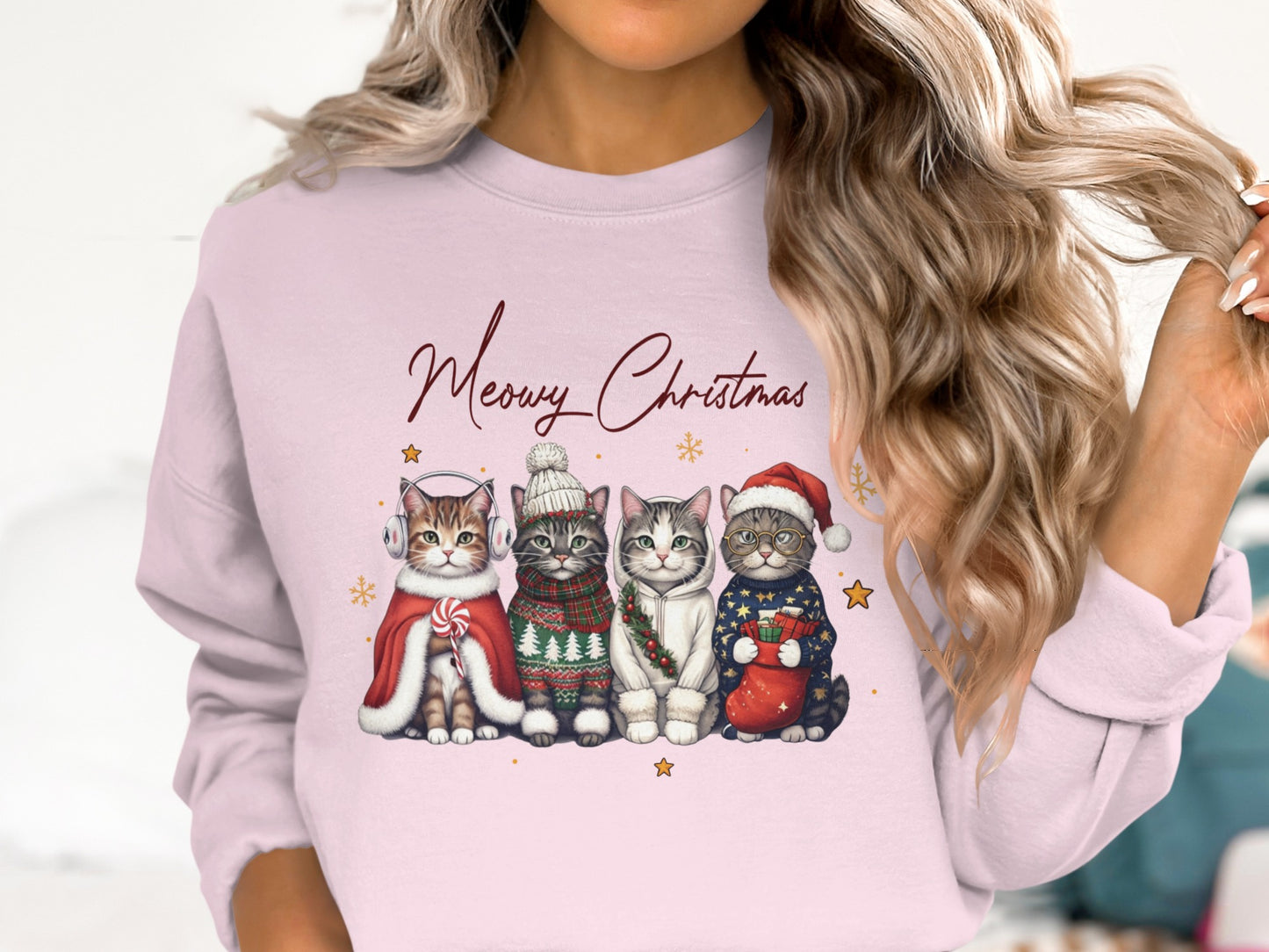Meowy Christmas Cute Cat Holiday Sweatshirt Product