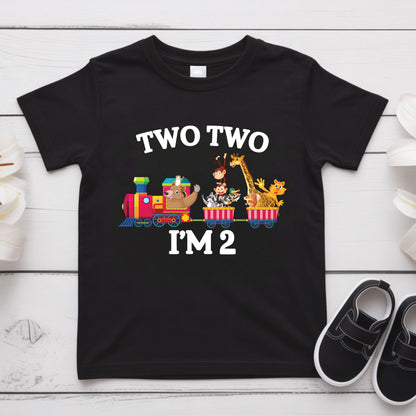 2nd Birthday Shirt Safari Animal Train Birthday Toddler Tee Zoo Animals Childrens Outfit Kids Birthday Gift Two Two Train Clothng