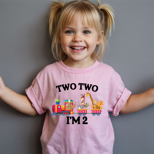 2nd Birthday Shirt Safari Animal Train Birthday Toddler Tee Zoo Animals Childrens Outfit Kids Birthday Gift Two Two Train Clothng