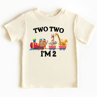 2nd Birthday Shirt Safari Animal Train Birthday Toddler Tee Zoo Animals Childrens Outfit Kids Birthday Gift Two Two Train Clothng