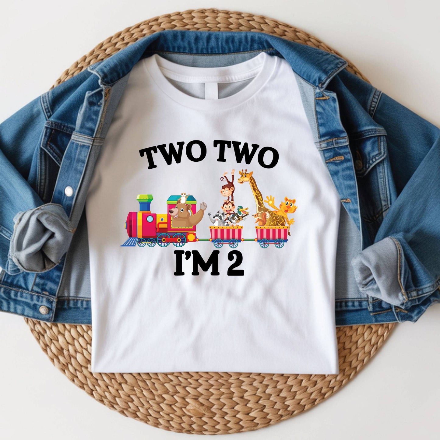 2nd Birthday Shirt Safari Animal Train Birthday Toddler Tee Zoo Animals Childrens Outfit Kids Birthday Gift Two Two Train Clothng