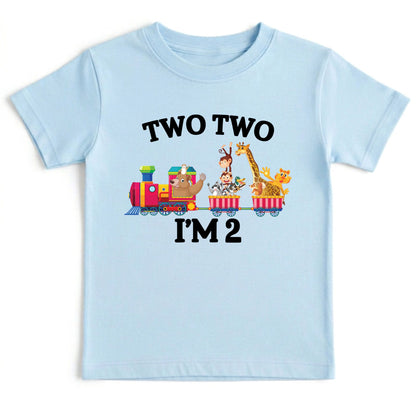2nd Birthday Shirt Safari Animal Train Birthday Toddler Tee Zoo Animals Childrens Outfit Kids Birthday Gift Two Two Train Clothng
